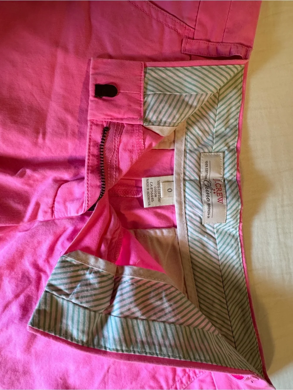 J. Crew Bright Pink Women's Chino Bermuda Shorts. Size 0